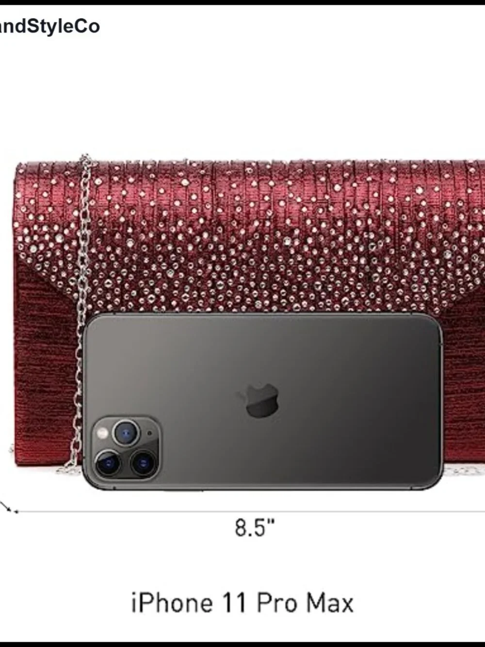 Dasein Rhinestone Frosted Satin Evening Clutch with Chain Strap
